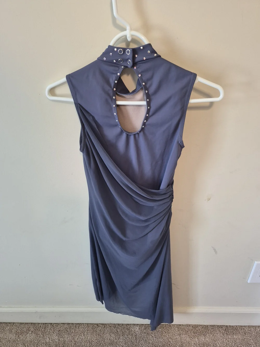 Weissman Navy Dance Dress with Pink Floral Appliqué